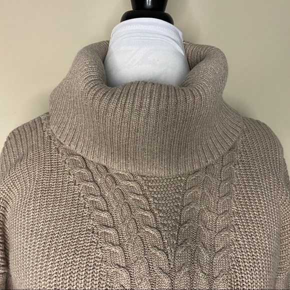 Banana Republic Med Taupe Cowl Cable Sweater - Picture 4 of 8